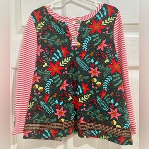 Matilda Jane Floral and Striped Long Sleeve Top - Red, Green, Pink